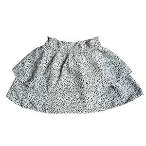 Forever 21 white with black polka dots layered mini skirt, elastic waist, M.